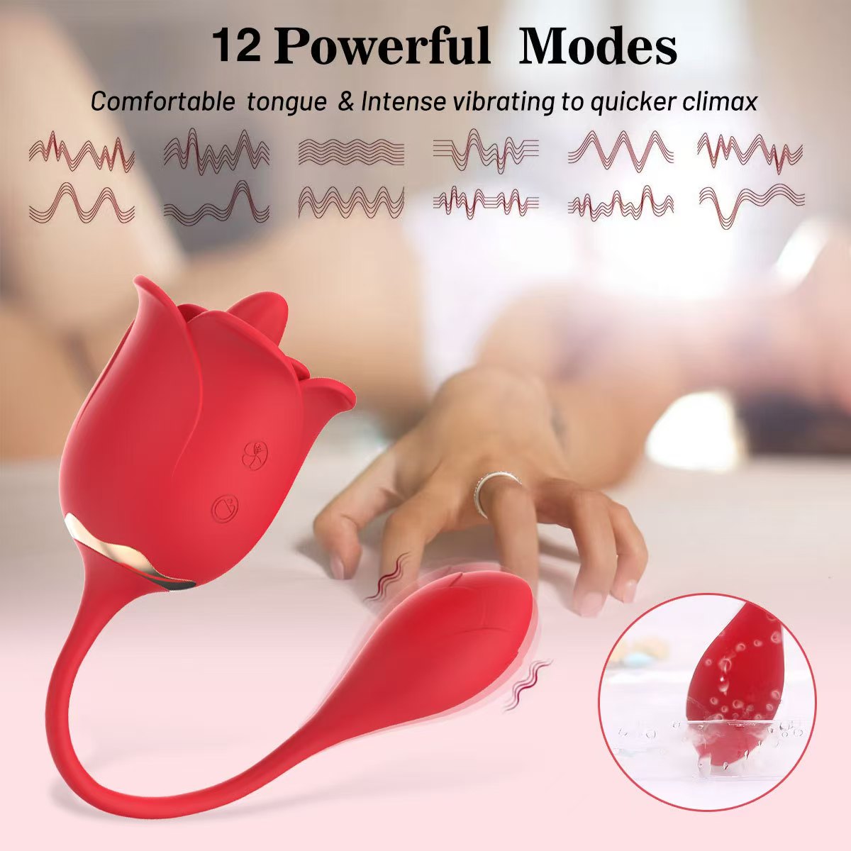 Rose flower female sex toys tongue licking instant orgasm masturbator telescopic massage vibrator female vibrating egg