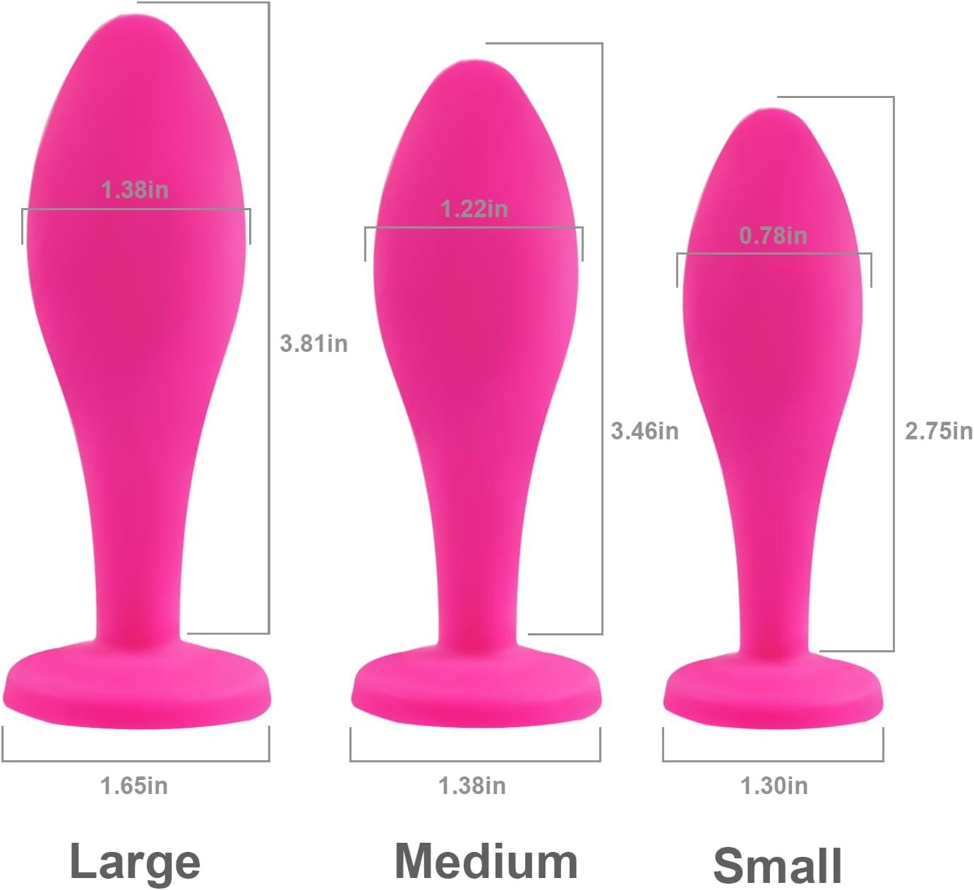 3 Pieces Gem Butt Plugs Toys for Men and Couples (Pink)
