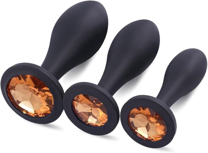 3 Pieces Gem Butt Plugs Toys for Men and Couples (Pink)
