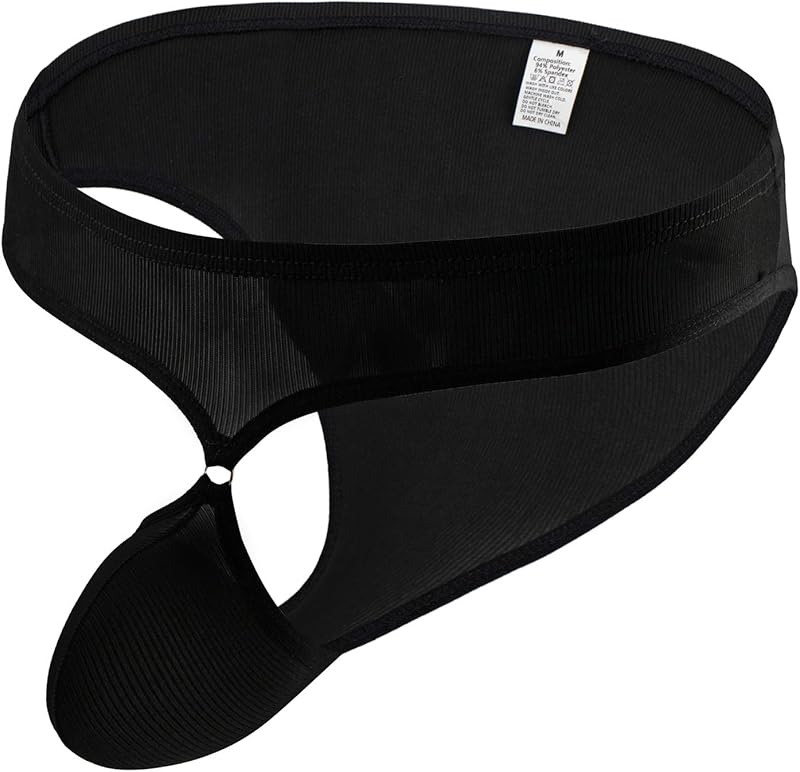 Buckle Thongs for Men Sexy Low Waisted Stretch See Through Thongs Exotic Wingless Comfort Ice Silk Breathable Thin Thongs