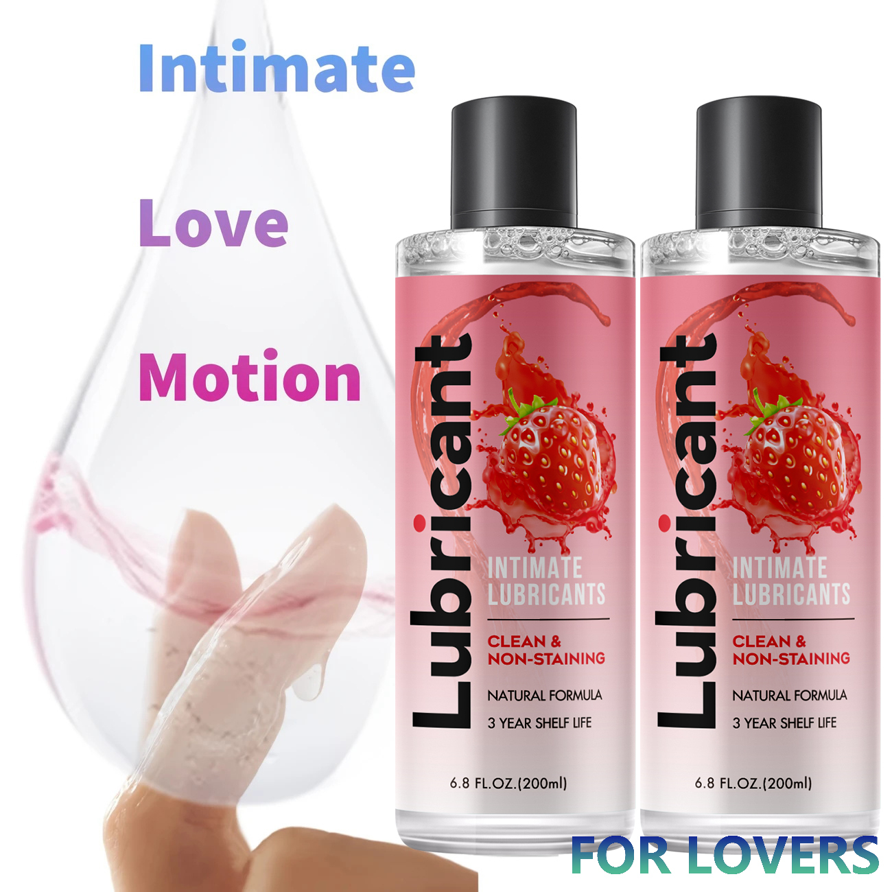 3 bottles of strawberry flavor, foreign trade lubricant female private care lubricant adult products