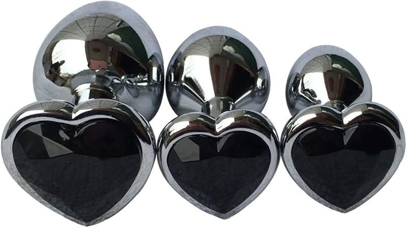 3Pcs Set Luxury Metal Butt Toys Heart Shaped Anal Trainer Jewel Butt Plug Kit S&M Adult Gay Anal Plugs Woman Men Sex Gifts Things for Beginners Couples Large/Medium/Small,Red