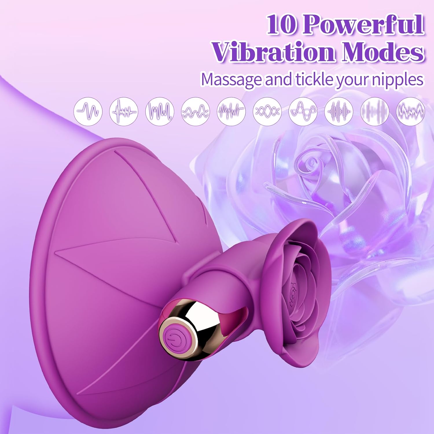 Nipple Toys Vibrating Bullet Vibrator Rose Nipple Sucker Adult Sex Toys for Women Pleasure, 10 Powerful Vibration Modes Silicone Detachable Nipple Stimulator Massager for Couple BDSM Sex Play