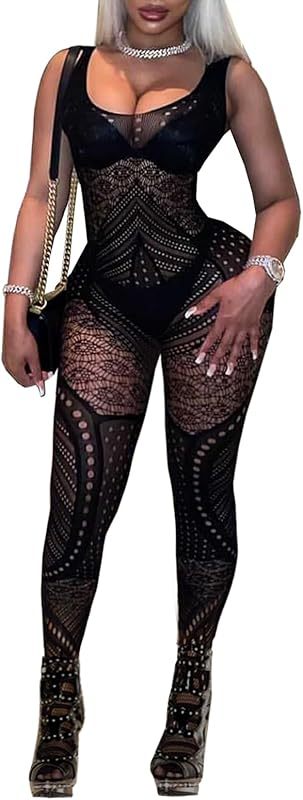 Buitifo Womens Fishnet Bodystocking Plus Size Crotchless Bodysuit Sexy Tights Soft Nightwear Lingerie