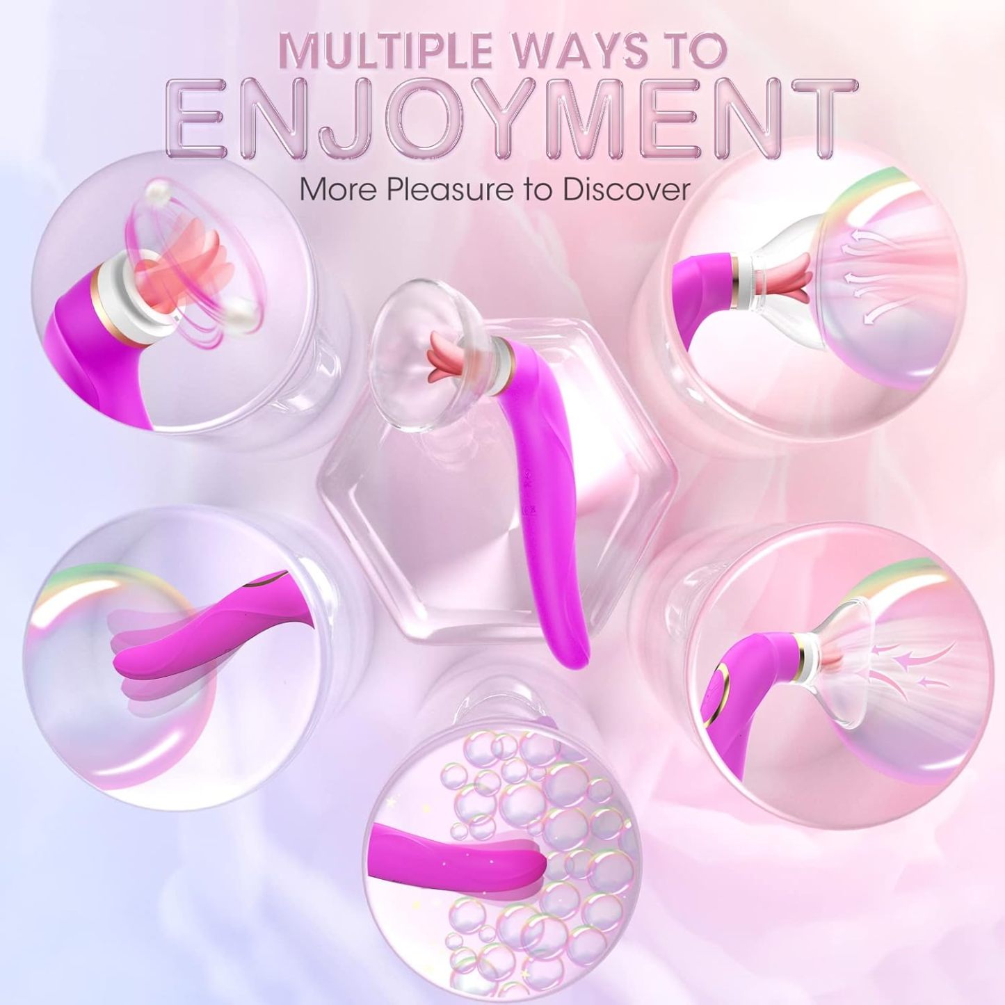 Licking vibrator with 8 suction levels, 10 tail vibrations, 5 licking modes, rechargeable and waterproof