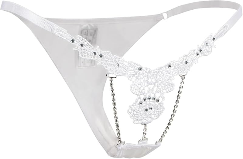Women's sexy thong with beads, plus size lace T-string overalls