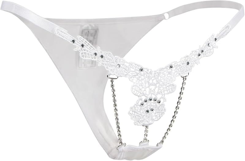 Women's sexy thong with beads, plus size lace T-string overalls
