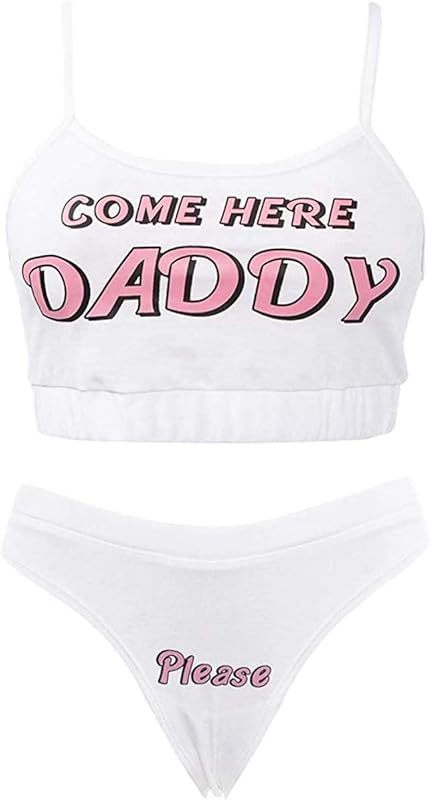 Sexy ladies come here daddy suspender underwear set 2 pieces