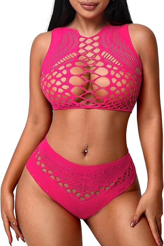 Fishnet for women sexy two piece stripper costume