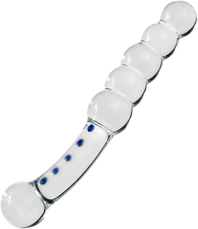 Glass G Spot Dildo Anal Beads Butt Plug Vaginal Stimulator Prostate Massager Double-Ended Pleasure Wand for Men Women Masturbation