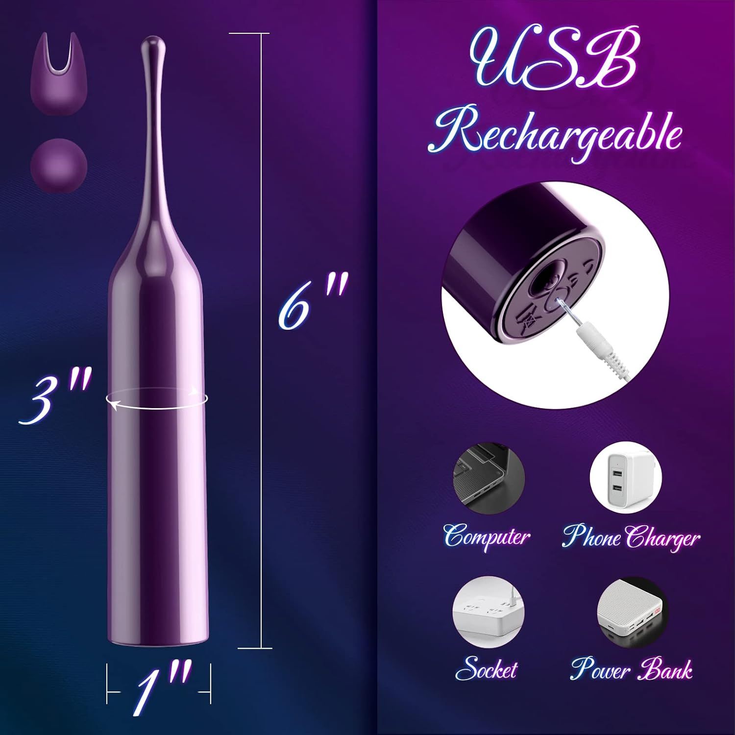 Clitoral Vibrator Sex Stimulator Toy for Women Pleasure, Precision Targeted Nipple Clip Mini Anal Clit Bullet Vibrator with 10 Powerful Vibrations, Rechargeable Quiet Female Adult Toy…