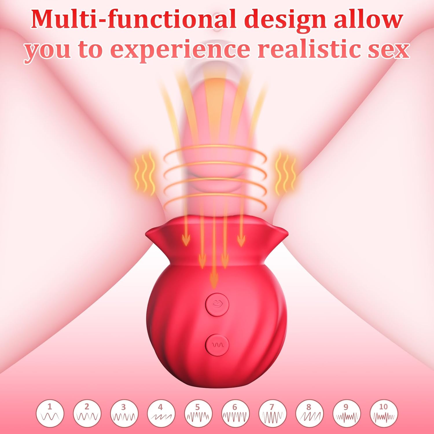 Pussy pump sucking vibrator dildo with 3 suction levels, 10 swing levels, and 10 vibration modes