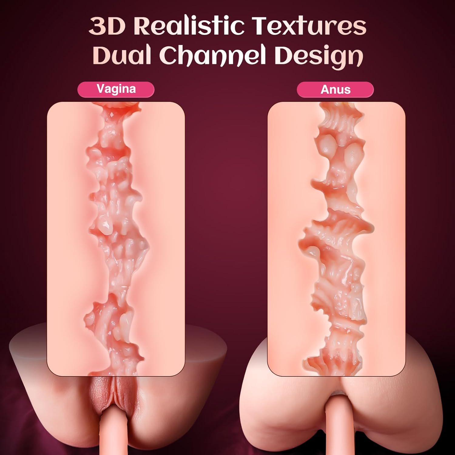 Vibrating Sex Doll Male Sex Toy for Men, BIG SHOCKED Automatic Male Masturbator Mens Sex Dolls Electric Pocket Pussy Fleshy Stroker Sex Toys & 12 Vibration Adult Toys 3D Lifelike Soft Butt Vagina Anal