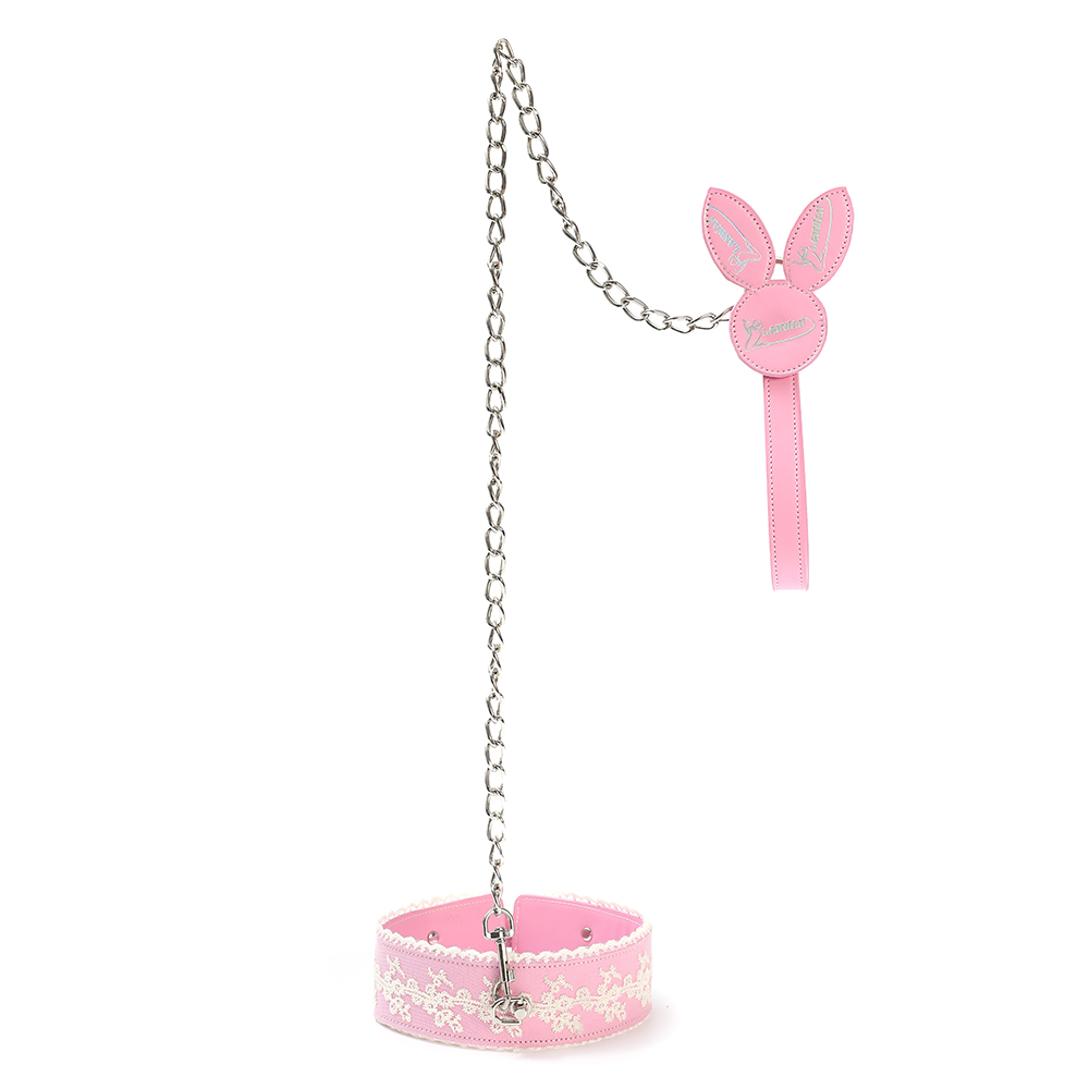 Pink Bunny 7pcs BDSM Bondage Restraint Sex Toys - 7pcs Leather Ankle Handcuffs Whip Restraint Accessories Adult Sex Games Male and Female Couple Foreplay | Pink