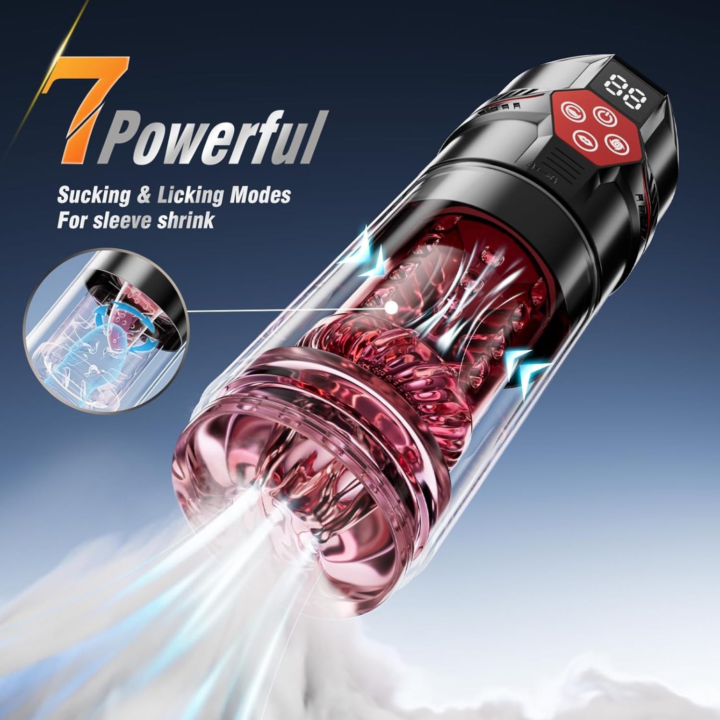Male Masturbator Penis Pump - Upgraded 12S Vacuum Pump and 7 Thrusts