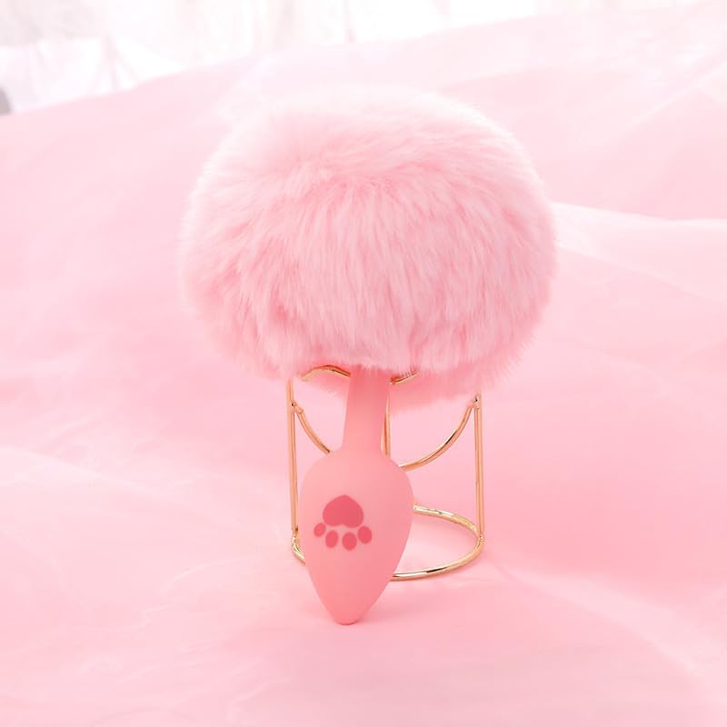 Anal Plug Rabbit Bunny Tail, Pink Fluffy Tail Butt Plug Silicone Anal Sex Toy Cute Sexy Cosplay Erotic Role Play Anus Toy for Adults Men Women Couples