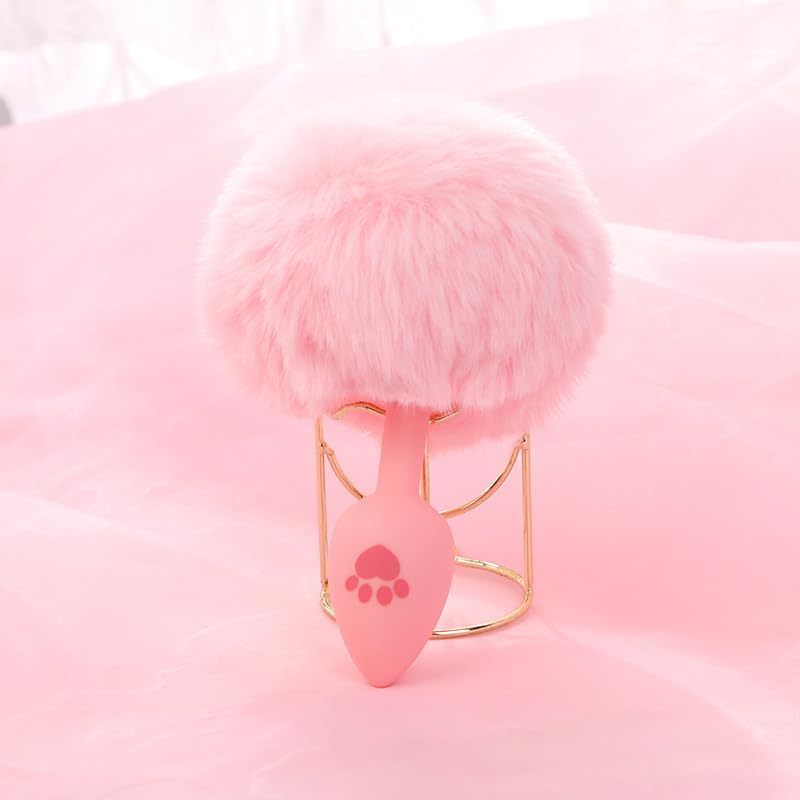 Anal Plug Rabbit Bunny Tail, Pink Fluffy Tail Butt Plug Silicone Anal Sex Toy Cute Sexy Cosplay Erotic Role Play Anus Toy for Adults Men Women Couples