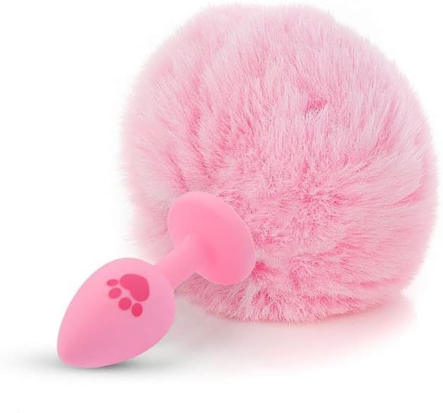Anal Plug Rabbit Bunny Tail, Pink Fluffy Tail Butt Plug Silicone Anal Sex Toy Cute Sexy Cosplay Erotic Role Play Anus Toy for Adults Men Women Couples