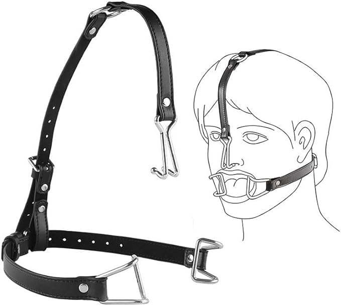 Hook Claw Mouth Spreader & Nose Hook,Open Mouth Gag for Sex Fetish Restraints,BDSM Adjustable Slave Harness Sex Toy for Men and Women