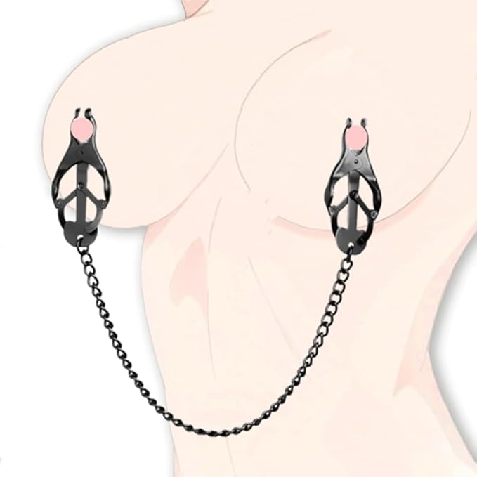BDSM Nipple Toys Nipple Clamps with Chain, Non-Piercing Nipple Body Clip Breast Clit Stimulation for Women Adults Sex Toys, Breast Sexual Pleasure Bondage Gear Accessories for Couple Role Play Game