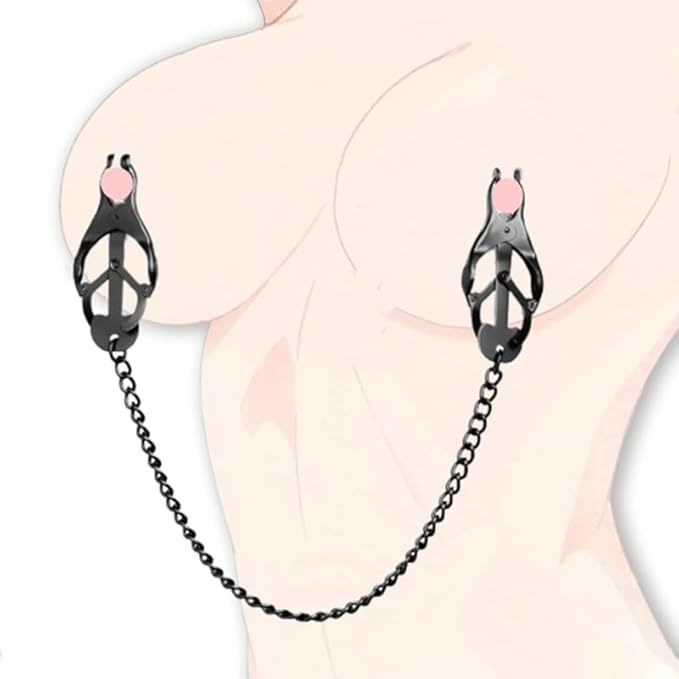 BDSM Nipple Toys Nipple Clamps with Chain, Non-Piercing Nipple Body Clip Breast Clit Stimulation for Women Adults Sex Toys, Breast Sexual Pleasure Bondage Gear Accessories for Couple Role Play Game