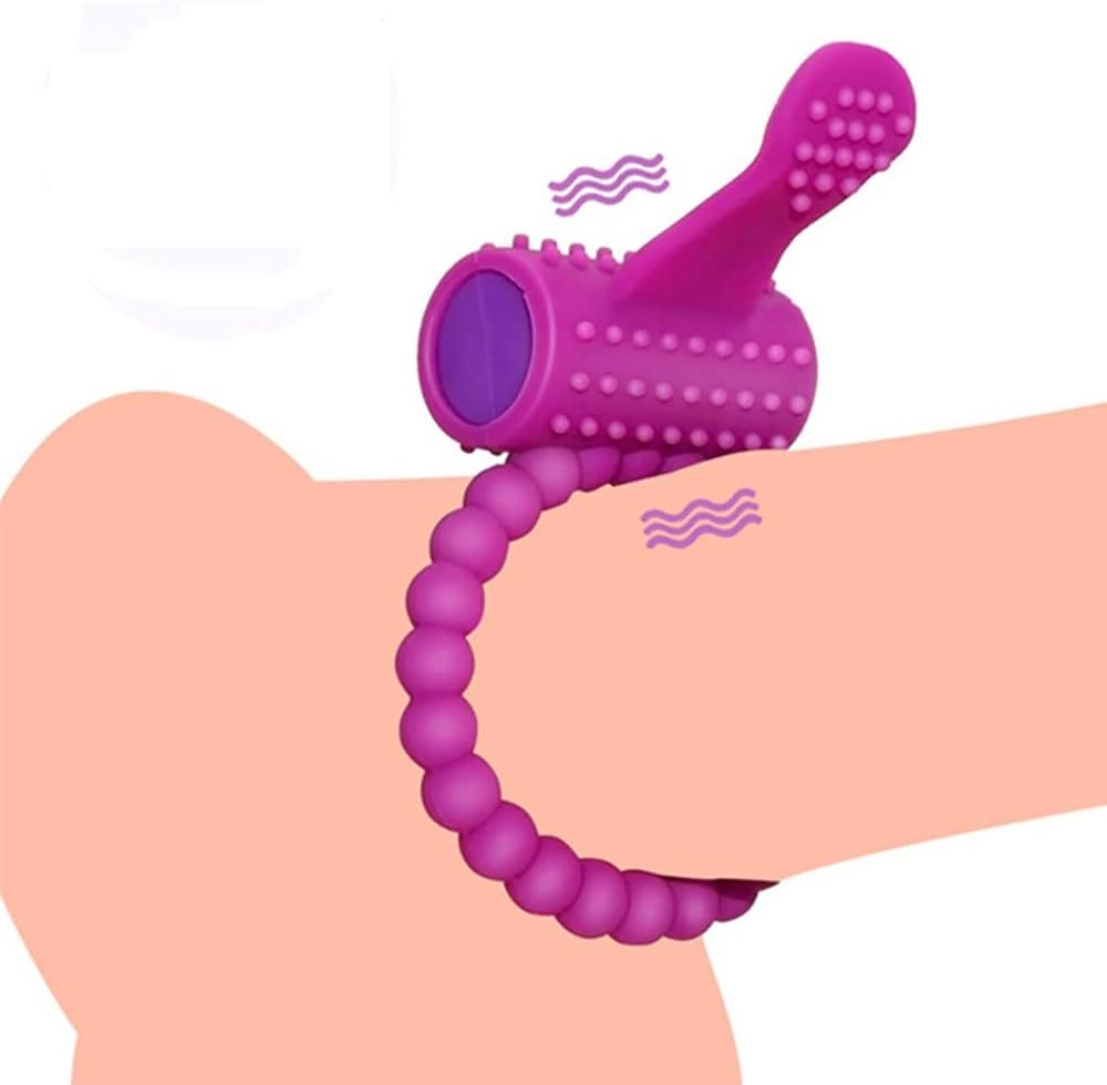 Vibrating Clitoral Stimulator Cock Ring, Silicone Penis Ring with Vibrator Ejaculation Delay Erection Enhance Adult Erotic Sex Toys for Men Couples