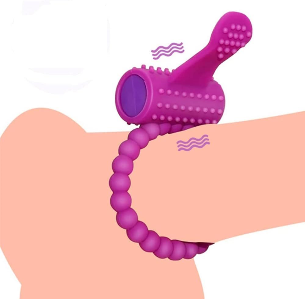 Vibrating Clitoral Stimulator Cock Ring, Silicone Penis Ring with Vibrator Ejaculation Delay Erection Enhance Adult Erotic Sex Toys for Men Couples