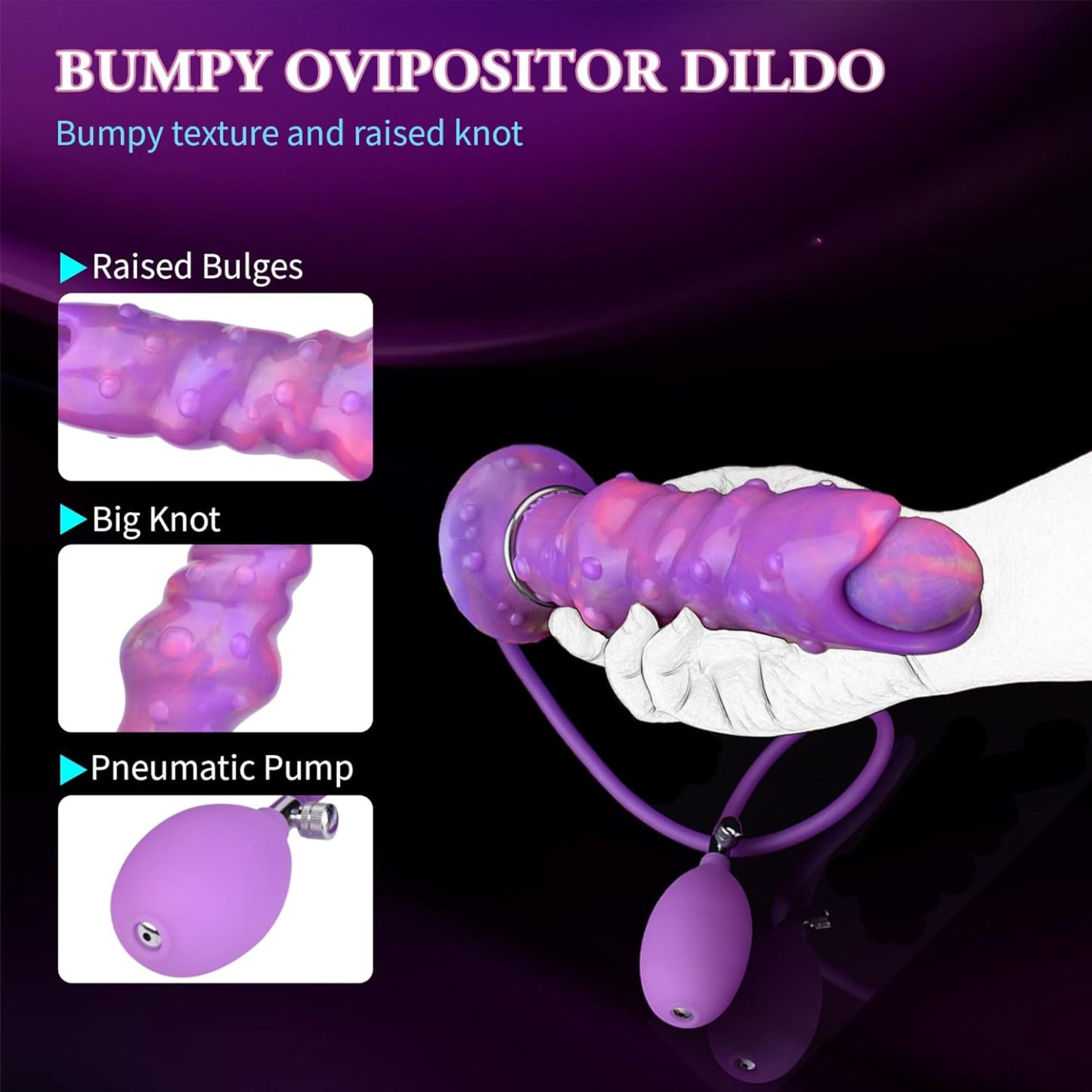 8 Inch Air Pump Dragon Dildo with 5 Balls Egg Laying Sex Toy for Women and Couples