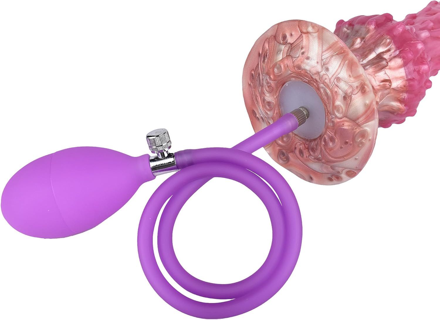 9 Inch Knotted Pink Silicone Dildo Inflatable Air Pump for Women Men Anal Play
