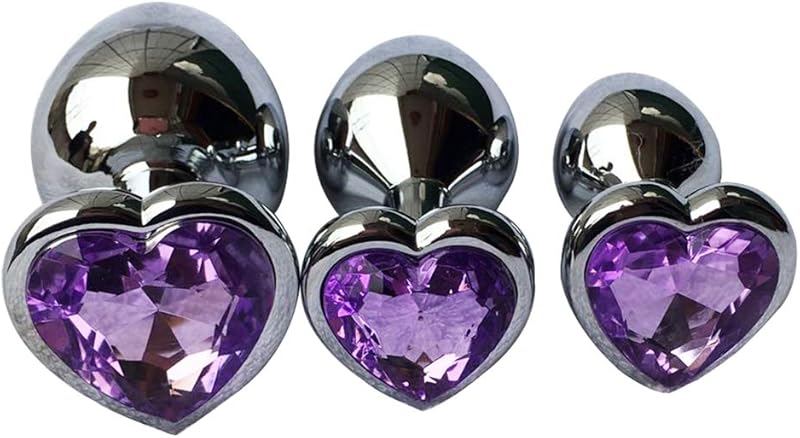 3-piece luxury metal anal toy gemstone butt plug set