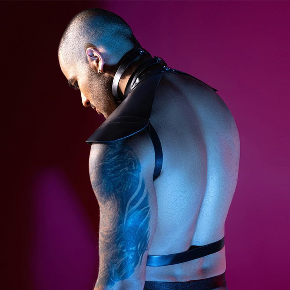 Men's Chest Harness Adjustable Gothic Punk Bondage Belt with Rivets BDSM SM Gear (Gay and Male) Club Wear