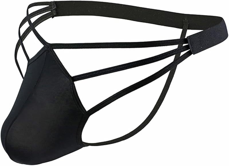 AOWAWO Mens Sexy Ice Silk Thong Hollow Out G-Strings Comfortable Breathable Underwear Jockstrap
