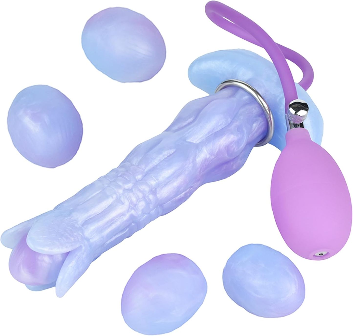 Pneumatic Monster Ovipositor with 5 Eggs, 8.1inch Silicone Ovipositing Tentacle Dildo Inflatable Anal Plug Adult Sex Toys for Women G Spot and Men
