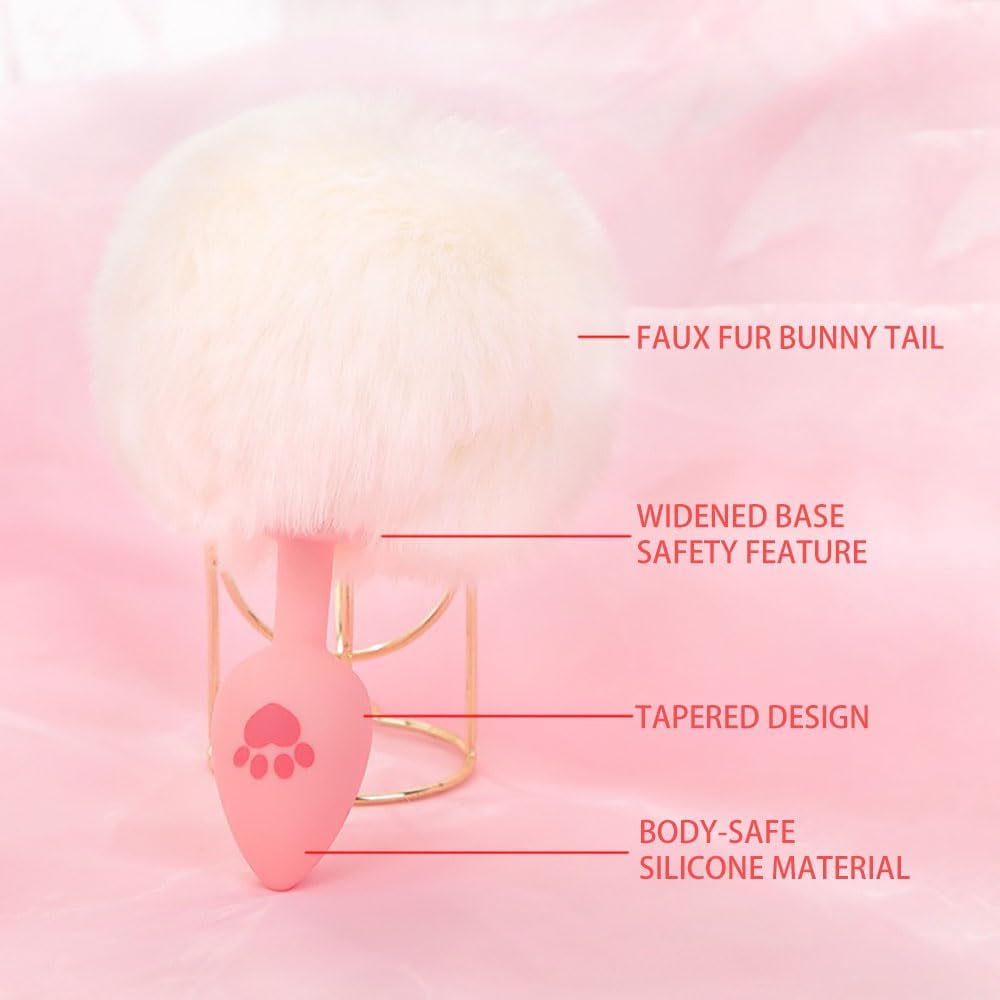 Bunny Tail Anal Butt Plug Anal Silicone Anal Plug Fluffy Rabbit Tail Sex Toys Cute Sexy Cosplay Adult Games for Men or Women