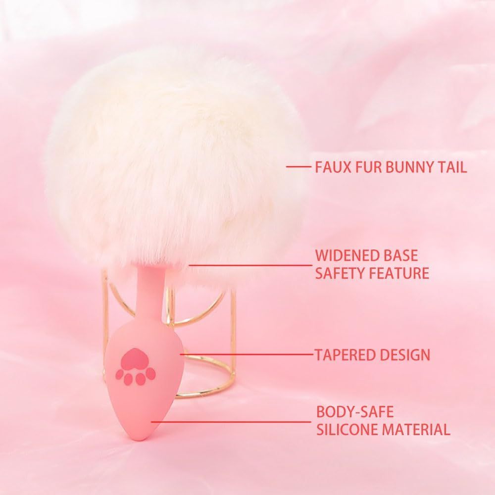Bunny Tail Anal Butt Plug Anal Silicone Anal Plug Fluffy Rabbit Tail Sex Toys Cute Sexy Cosplay Adult Games for Men or Women