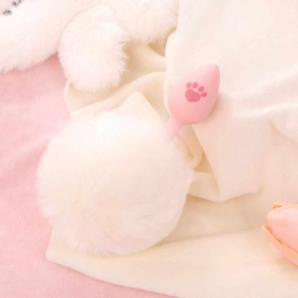 Bunny Tail Anal Butt Plug Anal Silicone Anal Plug Fluffy Rabbit Tail Sex Toys Cute Sexy Cosplay Adult Games for Men or Women