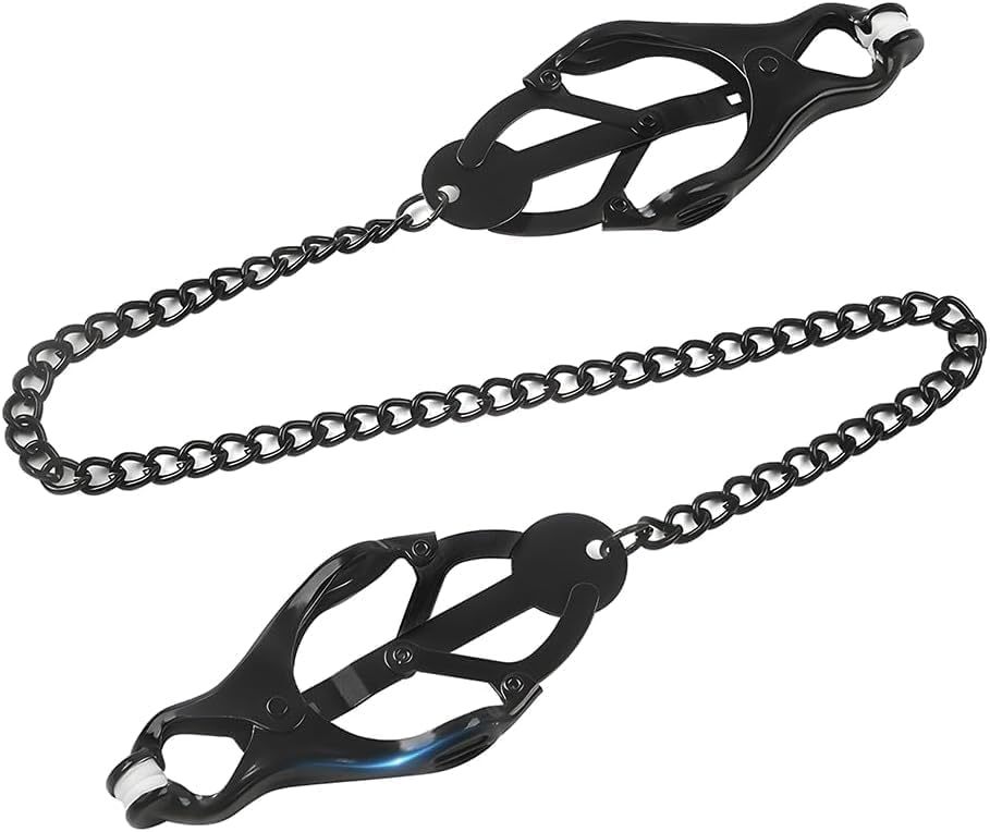 BDSM Nipple Toys Nipple Clamps with Chain, Non-Piercing Nipple Body Clip Breast Clit Stimulation for Women Adults Sex Toys, Breast Sexual Pleasure Bondage Gear Accessories for Couple Role Play Game