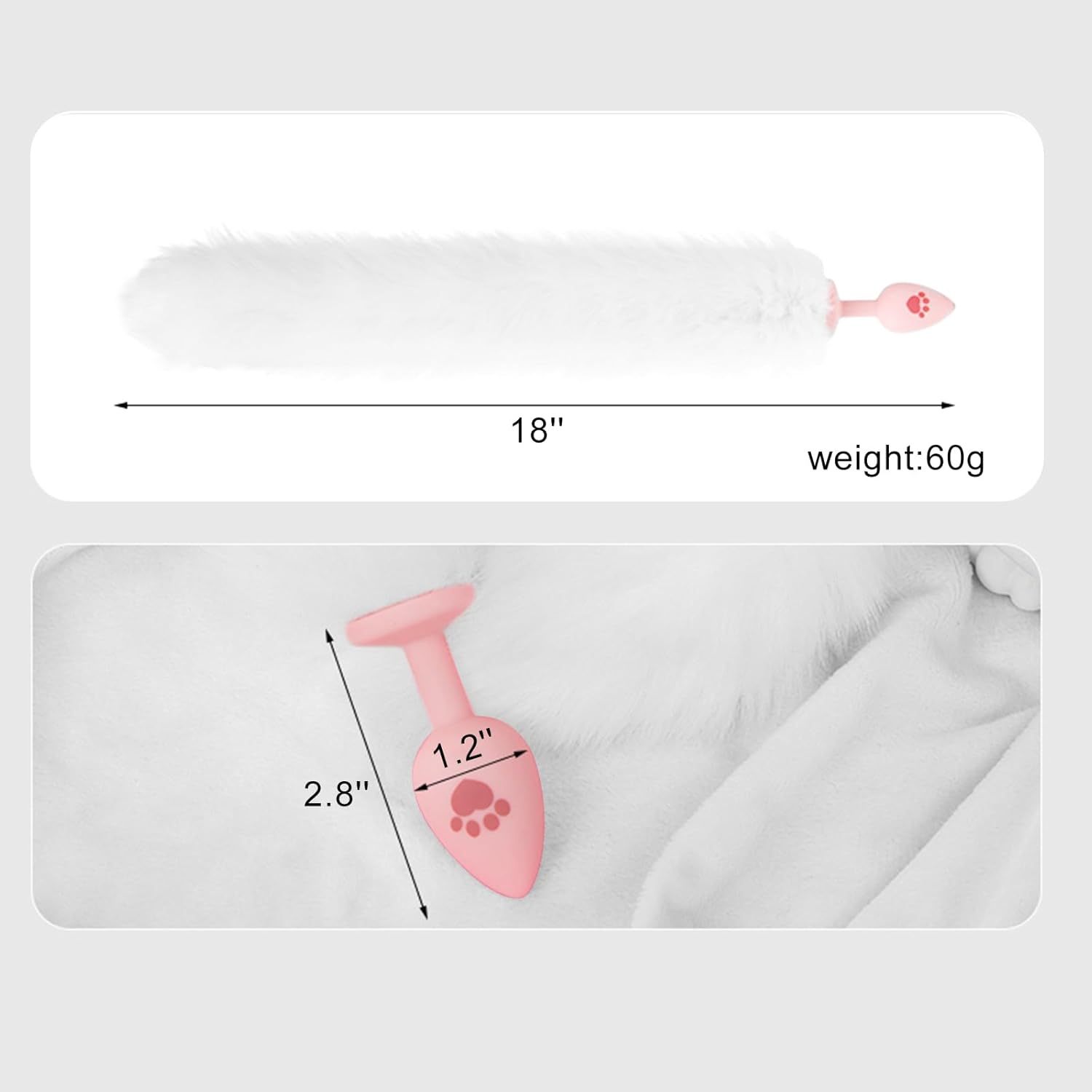 Sex Fox Tail Anal Plug, Silicone Anal Butt Plug Furry Cosplay Anal Sex Toys for Women Men Couple