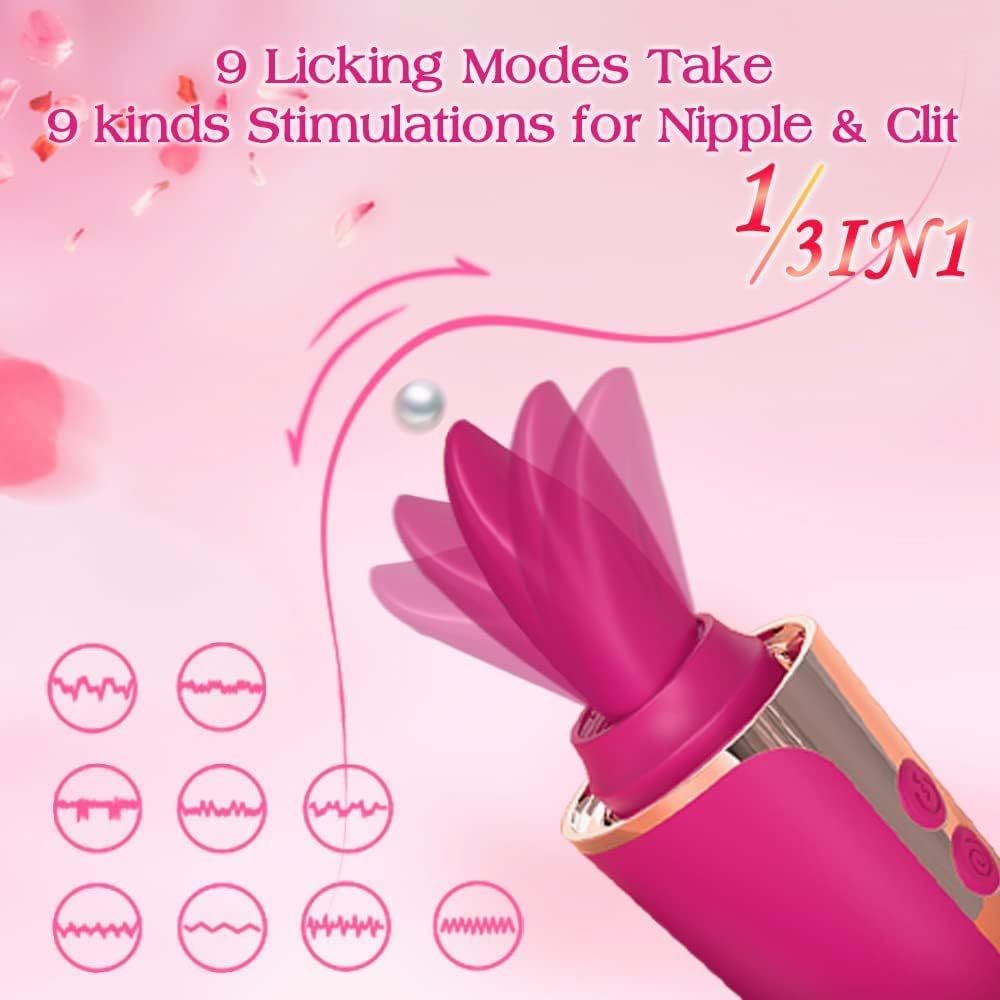 Clitoral Licking Sucking Toy G spot Vibrator,Tongue Oral Vibrating Adult Sex Toys for Women Pleasure with a Suction Cup, Dildo Vibrator Stimulator, Personal Massager Sex Games