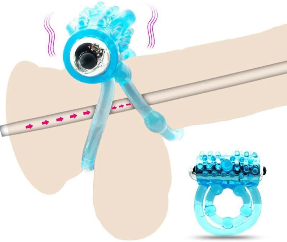 Vibrating Penis Ring with Double Cock Rings for Men Enhance Lasting Delay Ejaculation Clitoral Stimulator Penis Ring Vibrator G-spot Stimulating Adult Sex Toys for Couple with Batteries Included