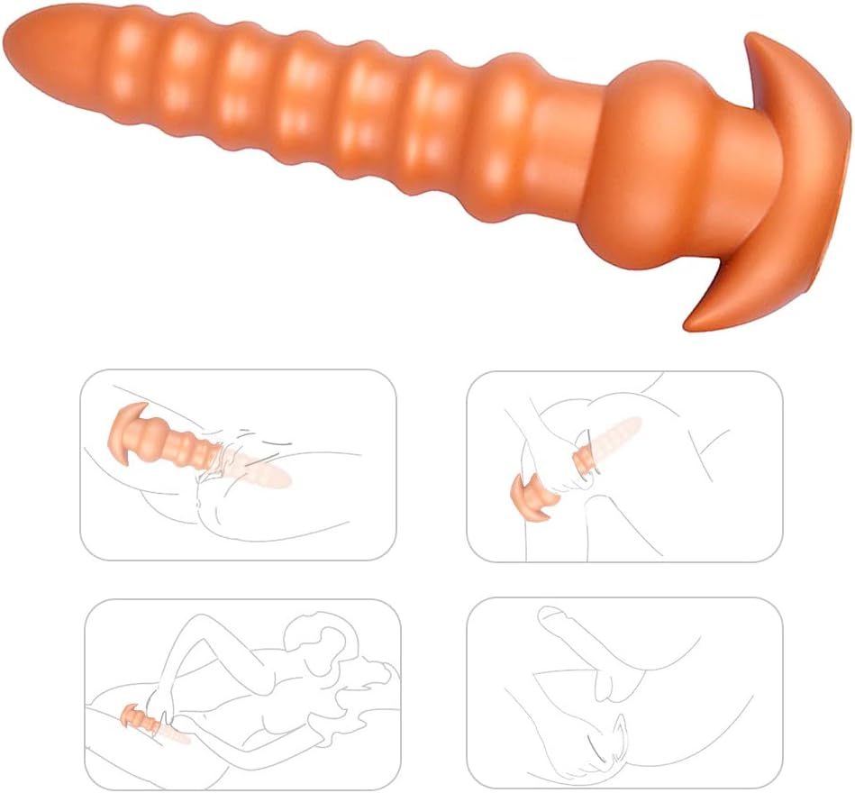 Extra long anal beads, liquid silicone threaded anal plug G spot dildo vaginal stimulation prostate massage male and female couple sex