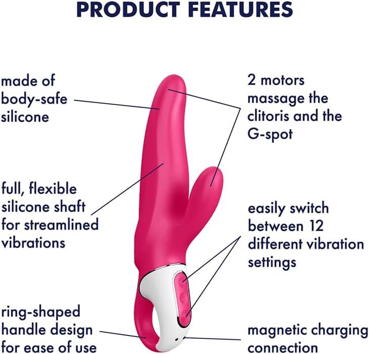 Mr. Rabbit Vibrator Sex Toy | Adult Toys for Women | Rabbit Vibrator with 2 Power Motors | Vibrating Sexual Pleasure Device | Stimulation Vibrators | Female Wellness Tools | Woman Sextoy
