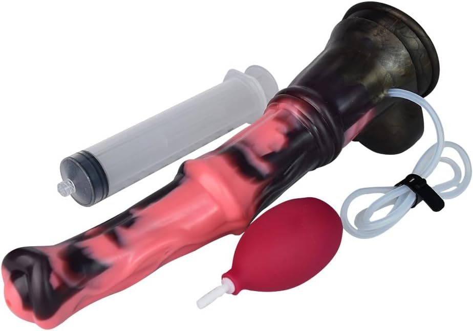 12 Inch Horse Dildo Huge Pink Black Squirt Silicone Dildo with Ring Shaft and Strong Hands Free Suction Cup Waterproof Animal Dildo Large Plug Sex Toy for Adult Men Women