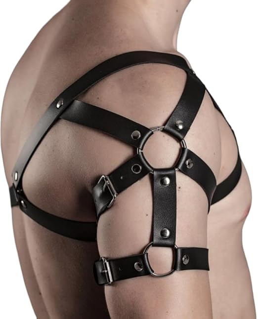 Men's Body Chest Harness Belt Strap, Adjustable PU Leather Punk Shoulder Harness Bondage Strap Gothic Arm Harness Belt, BDSM SM Cosplay Costume Nightclub Party Club Bar Masquerade Fetish Clubwear