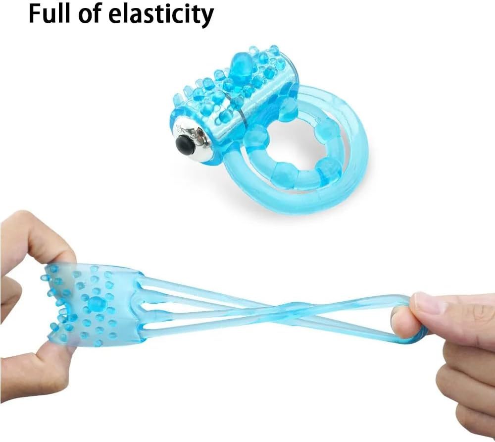 Vibrating Penis Ring with Double Cock Rings for Men Enhance Lasting Delay Ejaculation Clitoral Stimulator Penis Ring Vibrator G-spot Stimulating Adult Sex Toys for Couple with Batteries Included