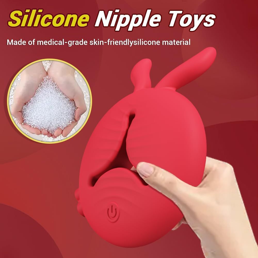 Vibrator Sex Toys, 4 in 1 APP Remote Control Adult Toys BDSM Toys 1 Pair Female Vibrating Dildo with 10 Tongue Licking Vibrating Nipple Clamp Stimulator Sexual Pleasure Tool
