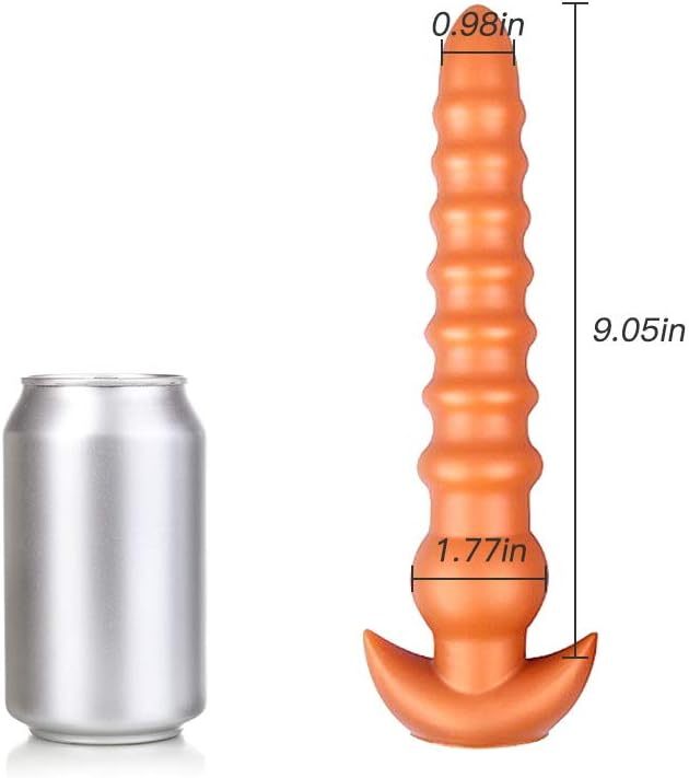 Extra long anal beads, liquid silicone threaded anal plug G spot dildo