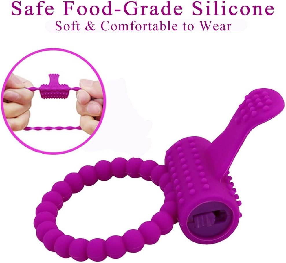 Vibrating Clitoral Stimulator Cock Ring, Silicone Penis Ring with Vibrator Ejaculation Delay Erection Enhance Adult Erotic Sex Toys for Men Couples