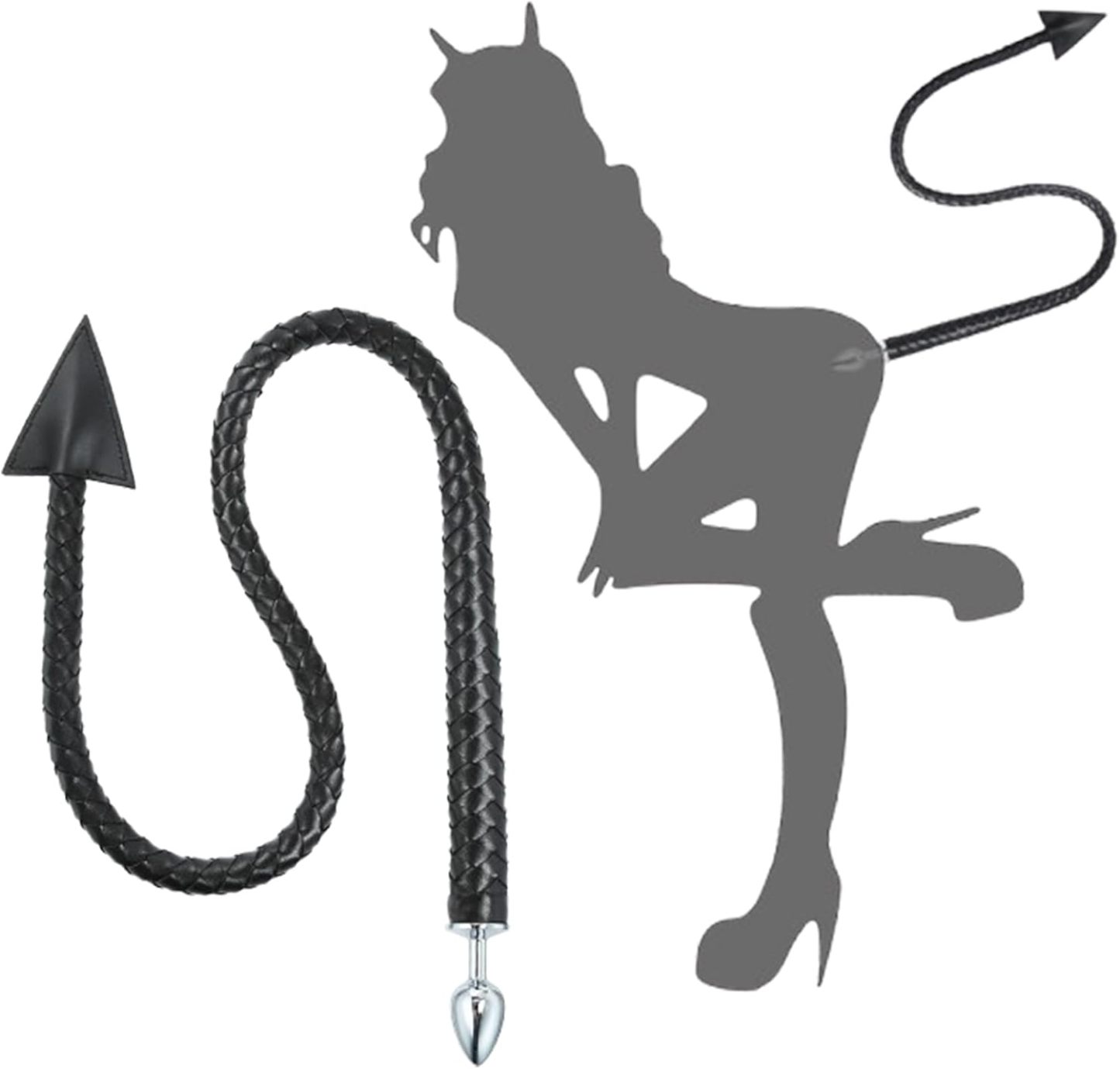 Long Faux Leather Sex Whip with Anal Plug, 2 in 1 Anal Sex Toys – BDSM Spanking Toy, Soft Leather Flogger, Adjustable Handle, Erotic Play Tool for Couples, Sensual Dominance, and Submission Roleplay