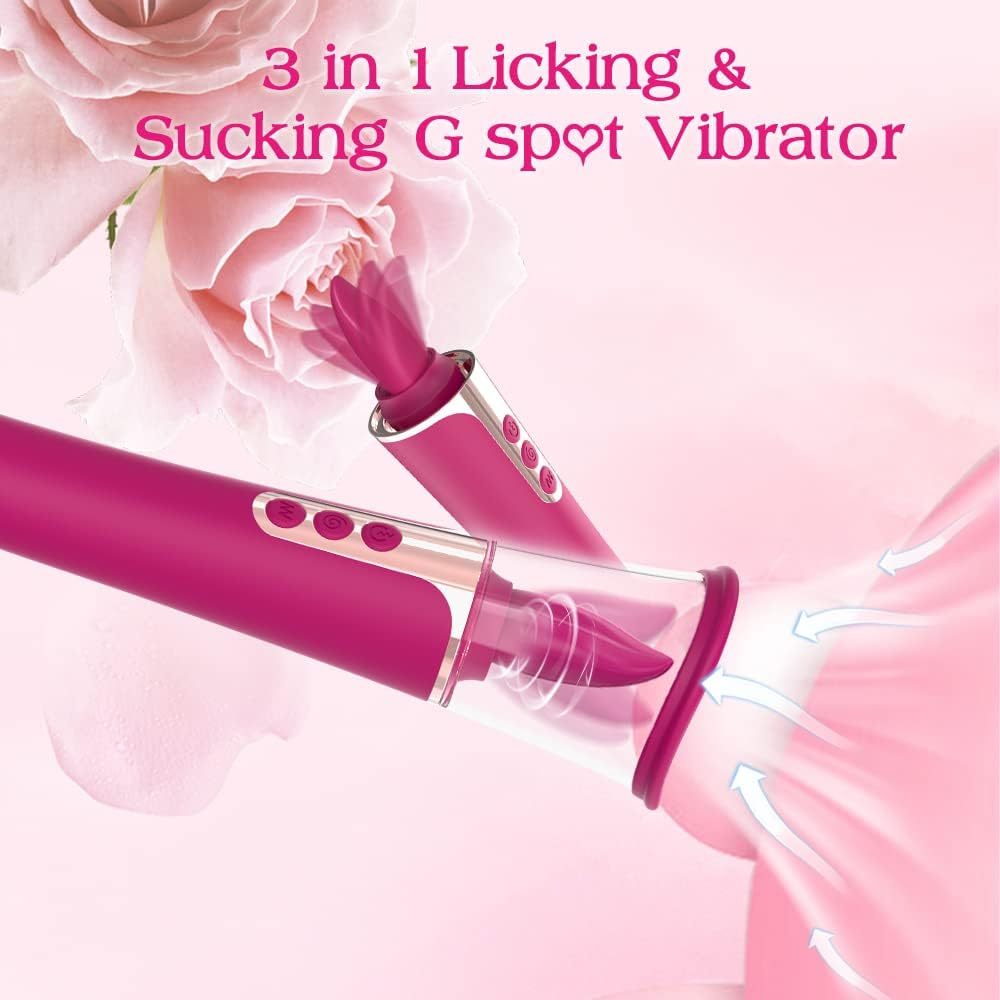 Clitoral Licking Sucking Toy G spot Vibrator,Tongue Oral Vibrating Adult Sex Toys for Women Pleasure with a Suction Cup, Dildo Vibrator Stimulator, Personal Massager Sex Games